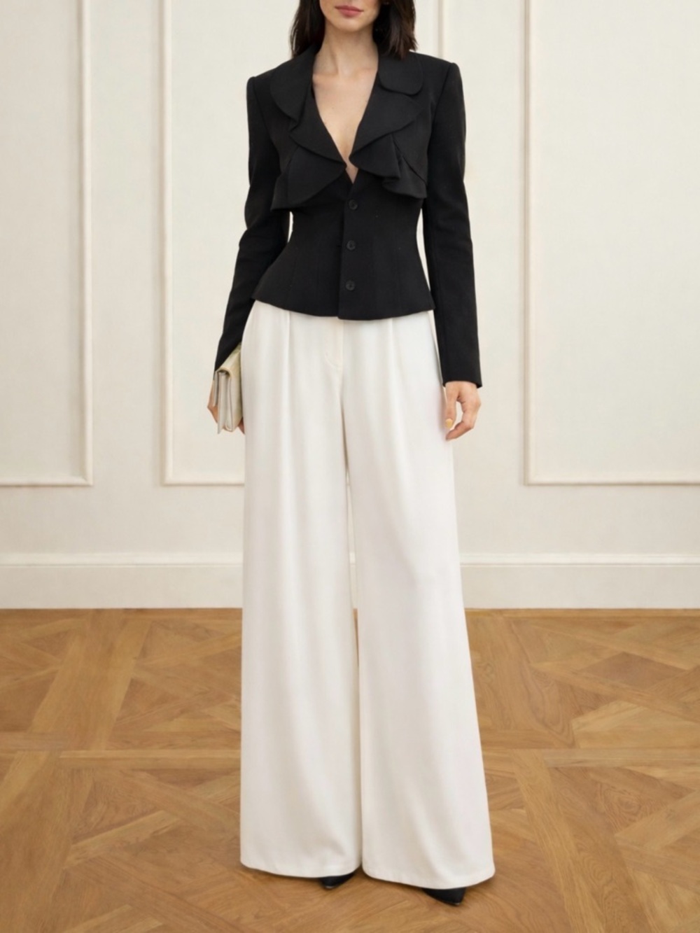 Authentic Valentino black evening Blazer with top ruffle S